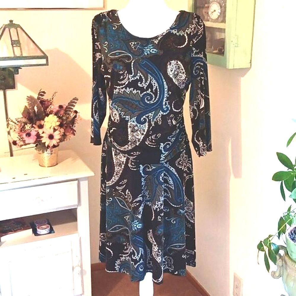 Enfocus Studio Soft Knit Paisley Dress, Career Professional, Dark Academia